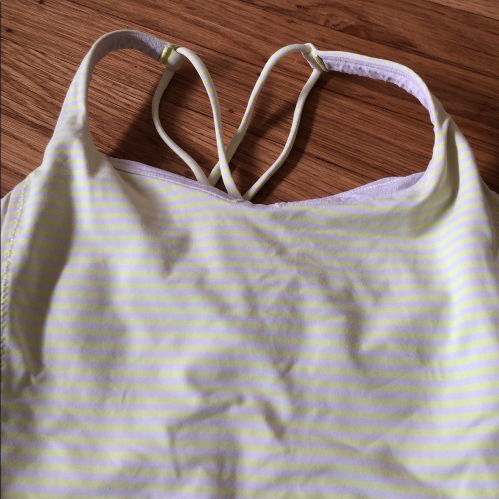 Lululemon Free to Be Tank Neon Yellow Stripe Sz 4 - Picture 8 of 9